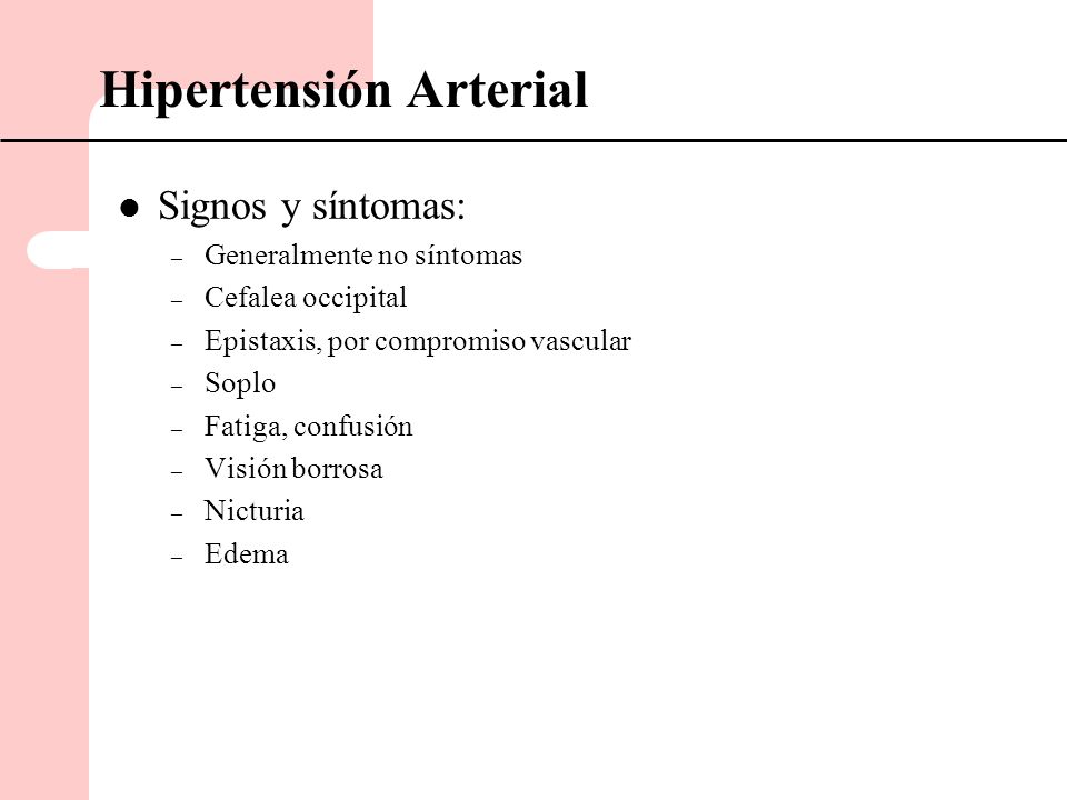 hipertension arterial sintomas y signos
